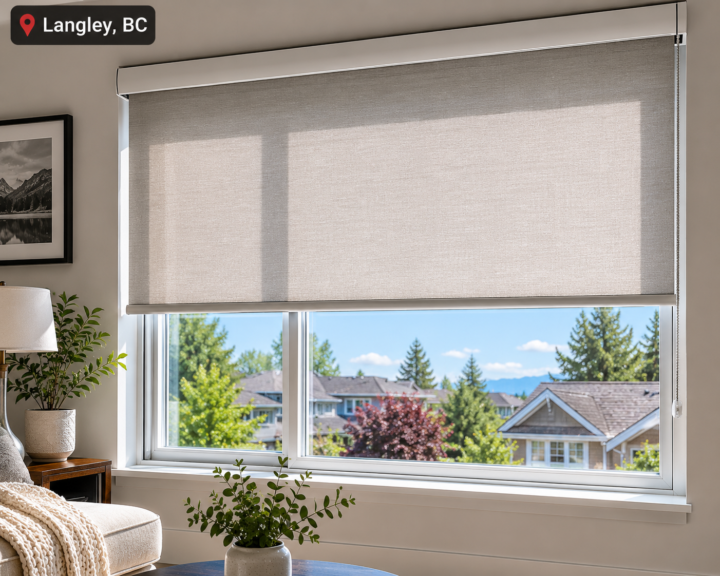 Roller blinds Langley BC home